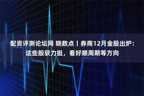 配资评测论坛网 晓数点丨券商12月金股出炉：这些股获力挺，看好顺周期等方向
